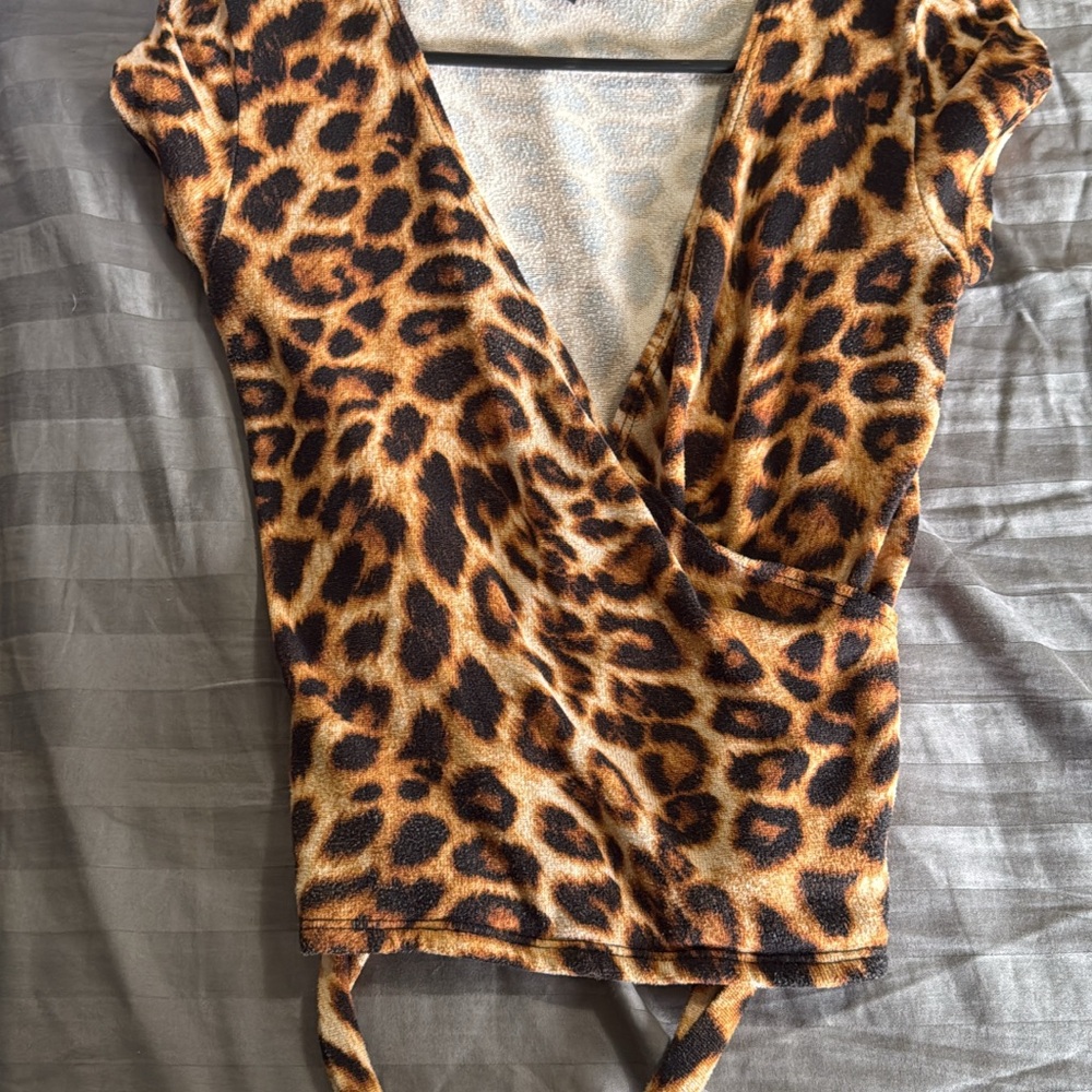 Leopard Print Wrap Top